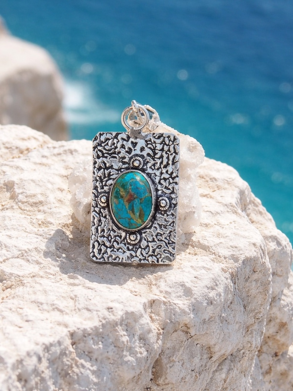 SOLD ! Chrysocolla Necklace & Earrings - Picture 2 of 16